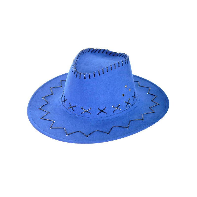 Bright Blue Suede Outback Cowboy Costume Hat
