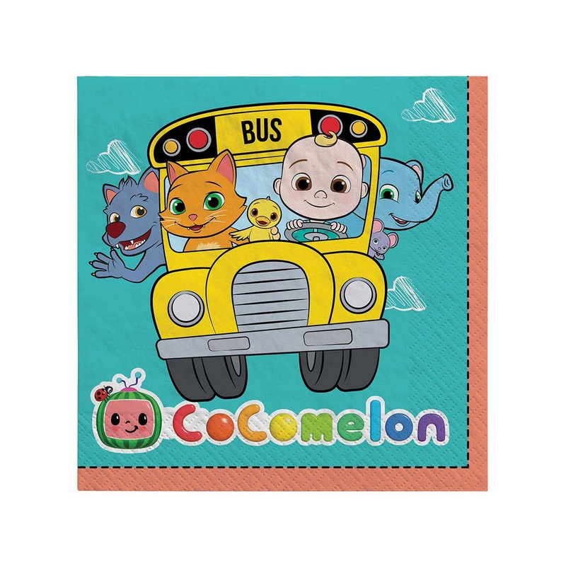Cocomelon 16 Pack Square Paper Lunch Napkins