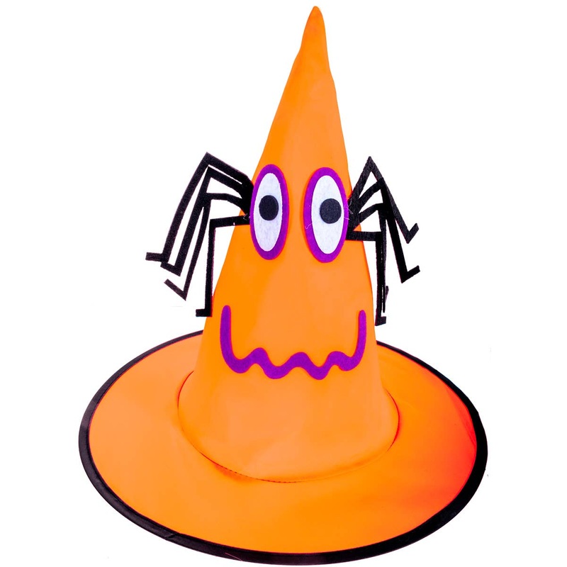 Cute Orange Spider Kids Halloween Witch Hat