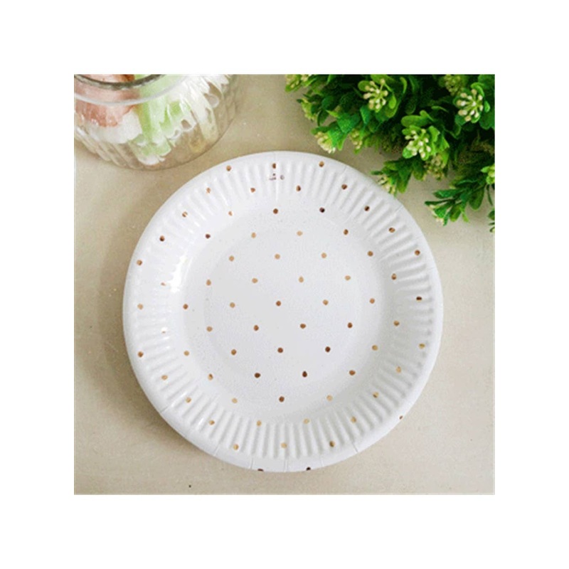 Gold and White Polka Dot 12 Pack 18cm Paper Plates