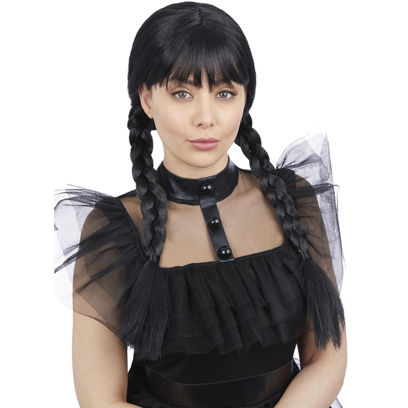 Gothic Schoolgirl Womens Wednesday Costume Wig