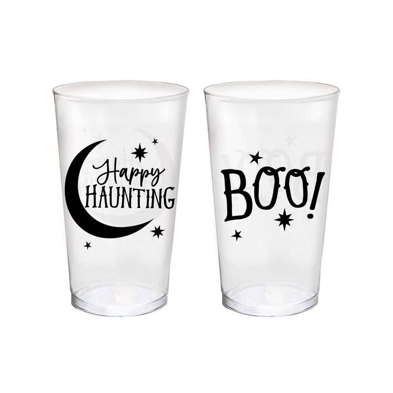 Happy Haunting and Boo 10 Pack Plastic Halloween Tumblers