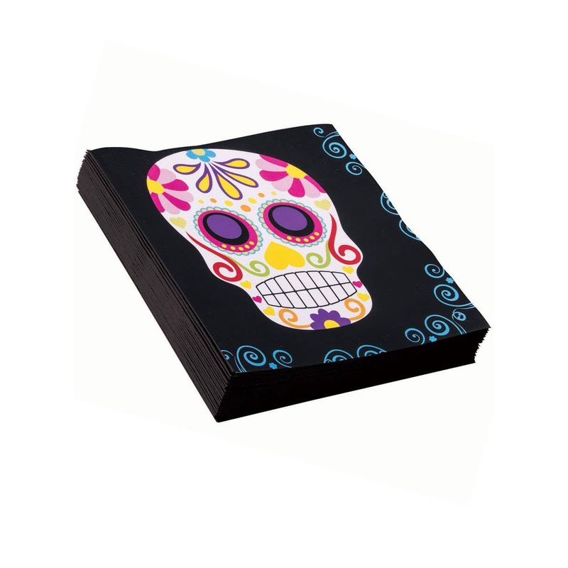 Large 17cm Day of the Dead Halloween Party Napkins – 16 Pack