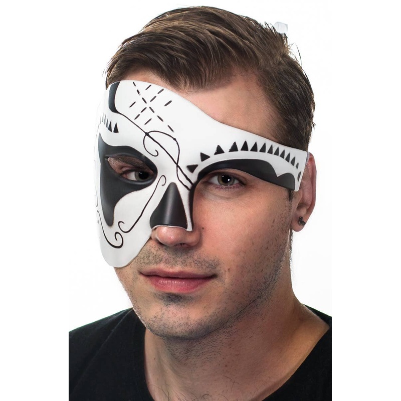 Over Eye Black and White Mens Masquerade Mask