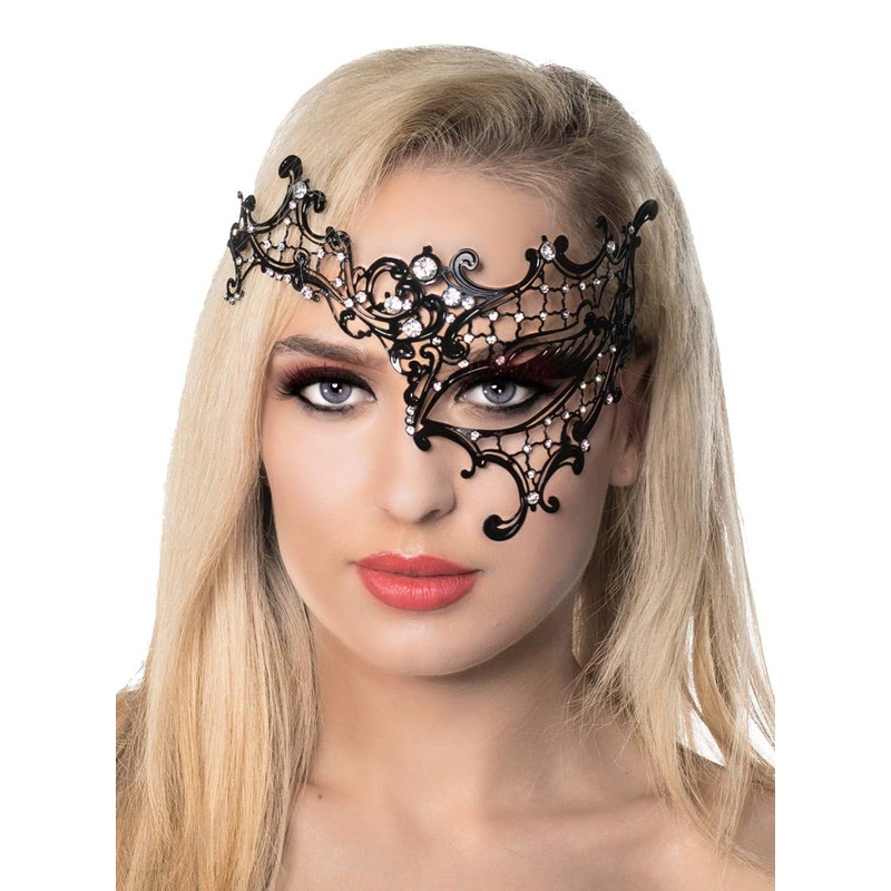 Over Eye Deluxe Black Filigree Masquerade Mask