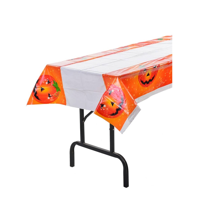 Plastic Orange Pumpkins Halloween Table Cover