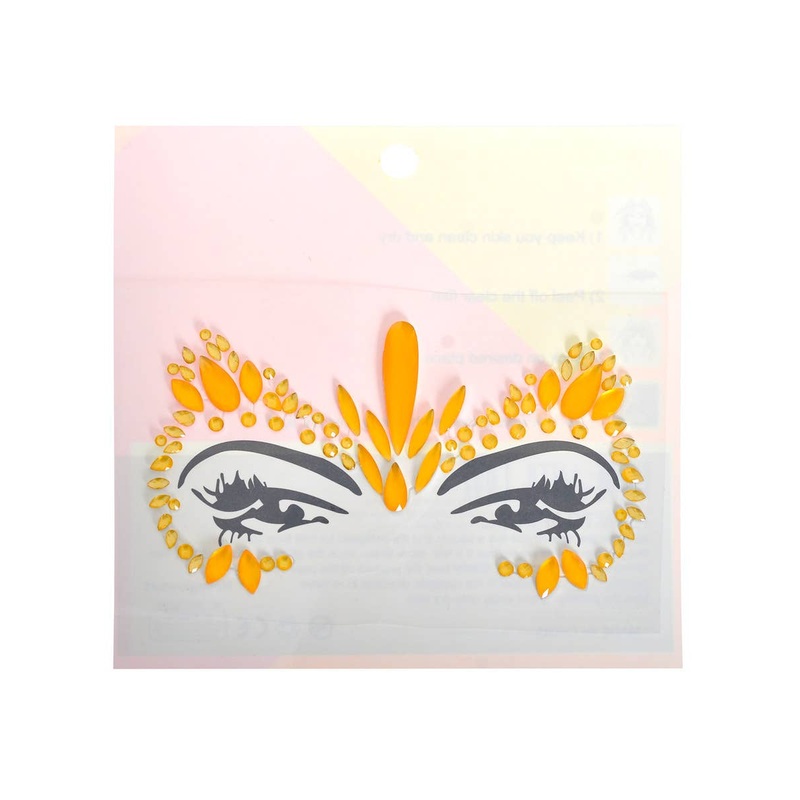 UV Reactive Neon Orange Stick-On Festival Face Jewels