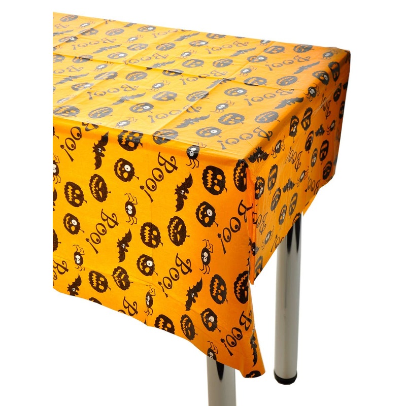 Washable 132 x 178cm Orange Halloween Print Table Cover