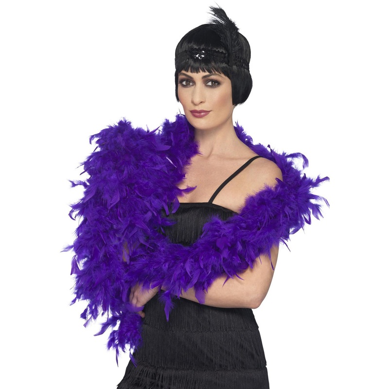 1920s Deluxe Fluffy Purple Feather Boa