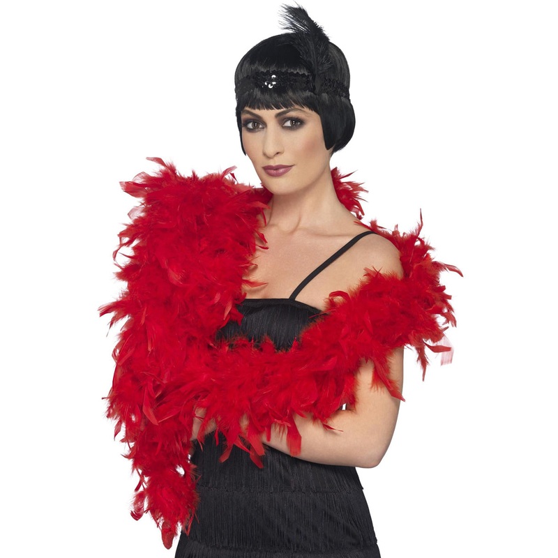 1920s Deluxe Fluffy Red Feather Boa