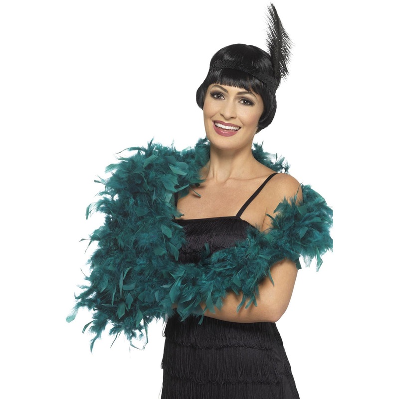 1920s Deluxe Fluffy Teal Feather Boa
