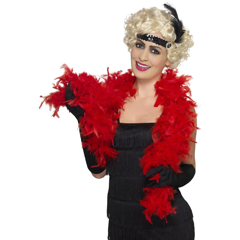 1920s Fluffy Red Feather Boa Costume Accessory