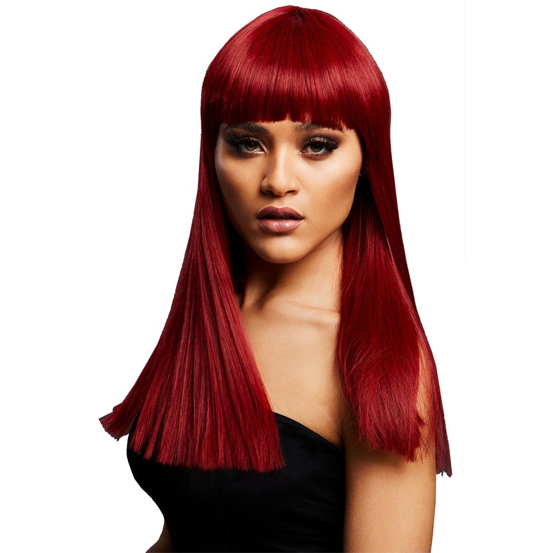 Alexia Womens Deluxe Long Ruby Red Fashion Wig