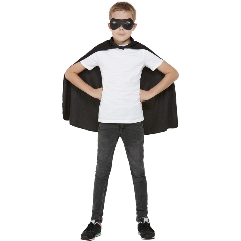 Basic Kids Black Superhero Cape And Mask Set