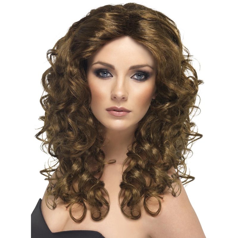 Glamour Womens Brown Curly Costume Wig