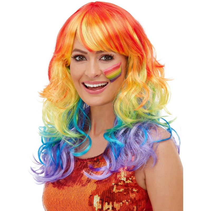 Rainbow Glamour Womens Short Curly Costume Wig