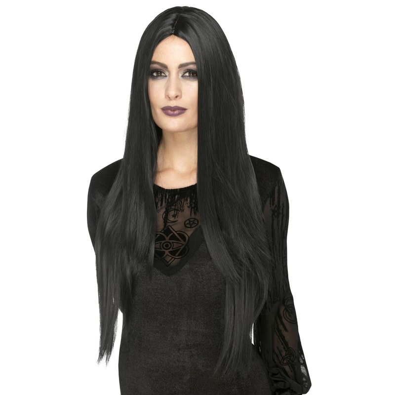 Wicked Witch Womens Long Black Halloween Costume Wig