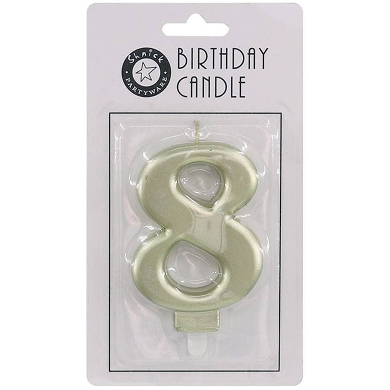 Gold 9cm Number 8 Birthday Candle