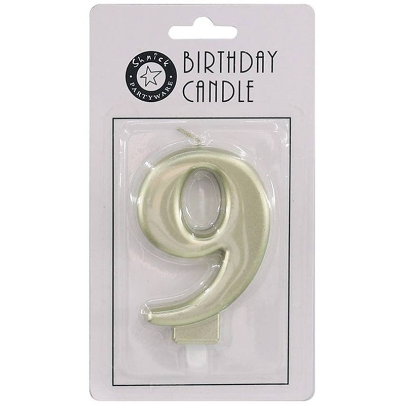 Gold 9cm Number 9 Birthday Candle