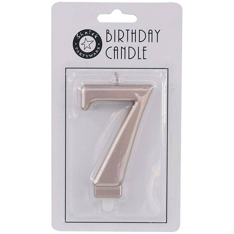 Rose Gold 9cm Number 7 Birthday Candle
