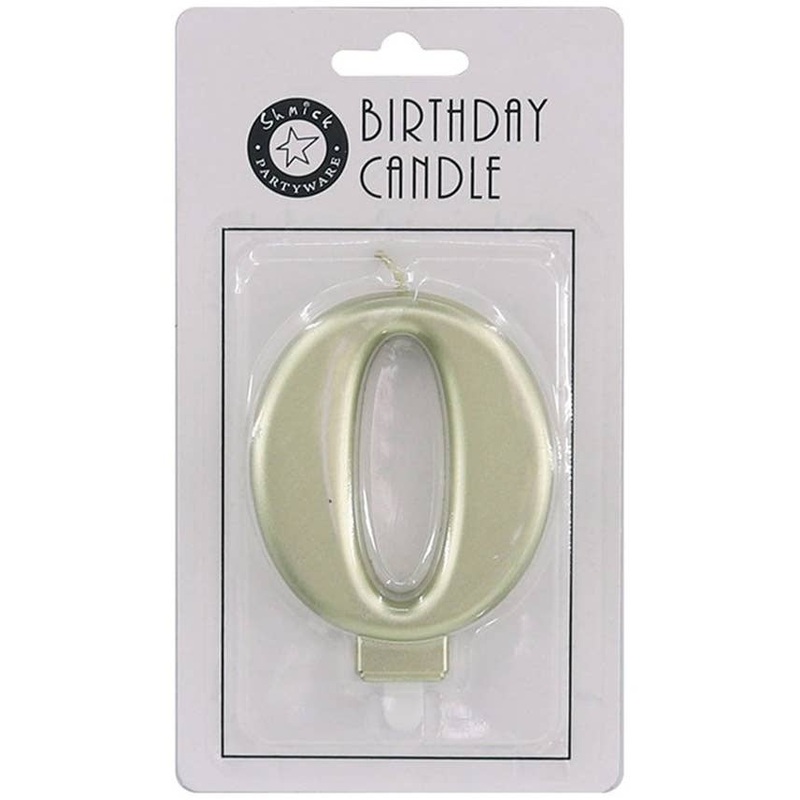 Gold 9cm Number 0 Birthday Candle