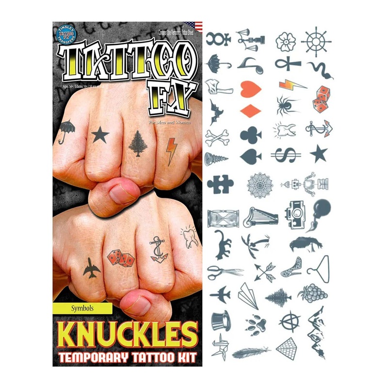 Knuckle Symbols Temporary Costume Tattoos
