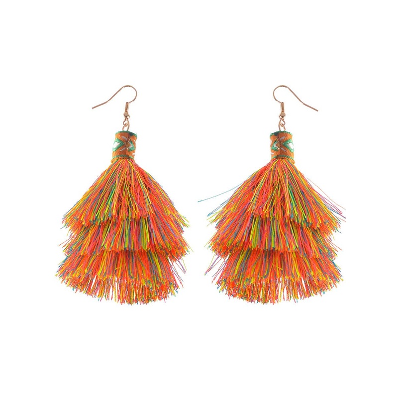 1970s Hippie Rainbow Tassel Costume Earrings