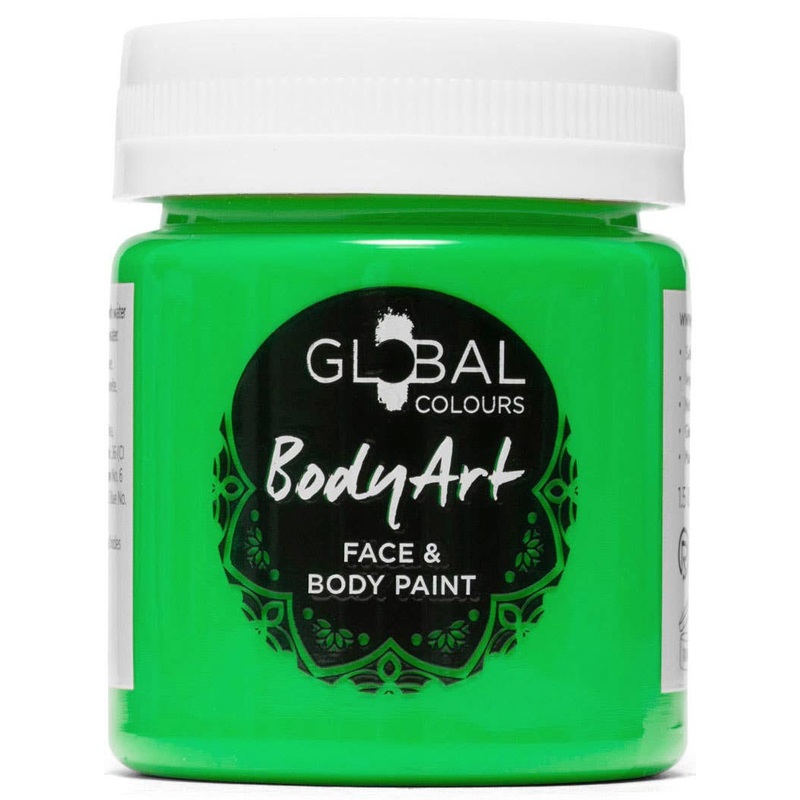 Global Colours 45ml UV Neon Green Cream Face and Body Paint