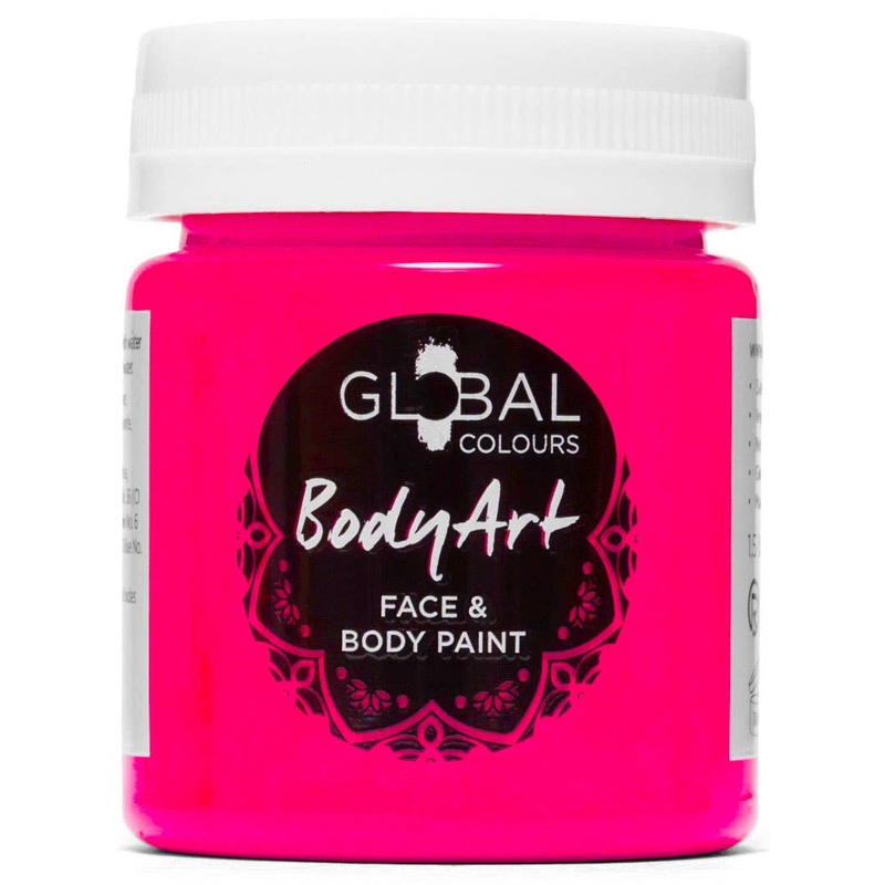 Global Colours 45ml UV Neon Pink Cream Face and Body Paint