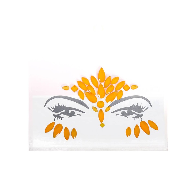 Stick-On Neon Orange UV Reactive Festival Face Jewels