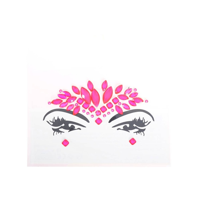 Stick-On Neon Pink UV Reactive Festival Face Jewels