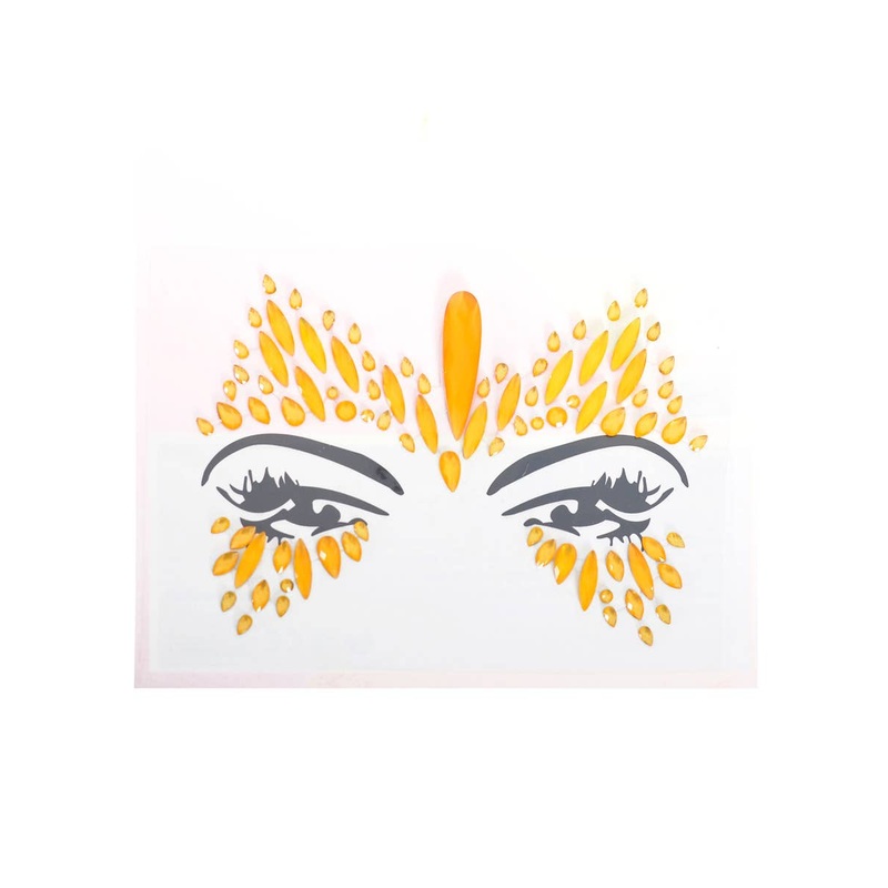 Stick-On UV Reactive Neon Orange Festival Face Jewels
