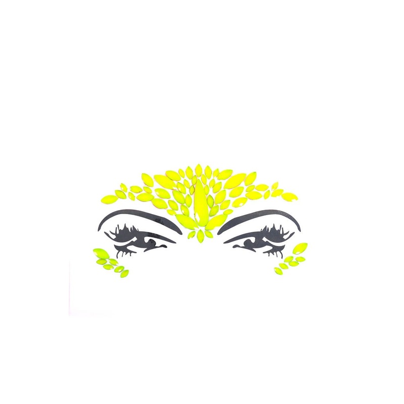 Stick-On UV Reactive Neon Yellow Festival Face Jewels