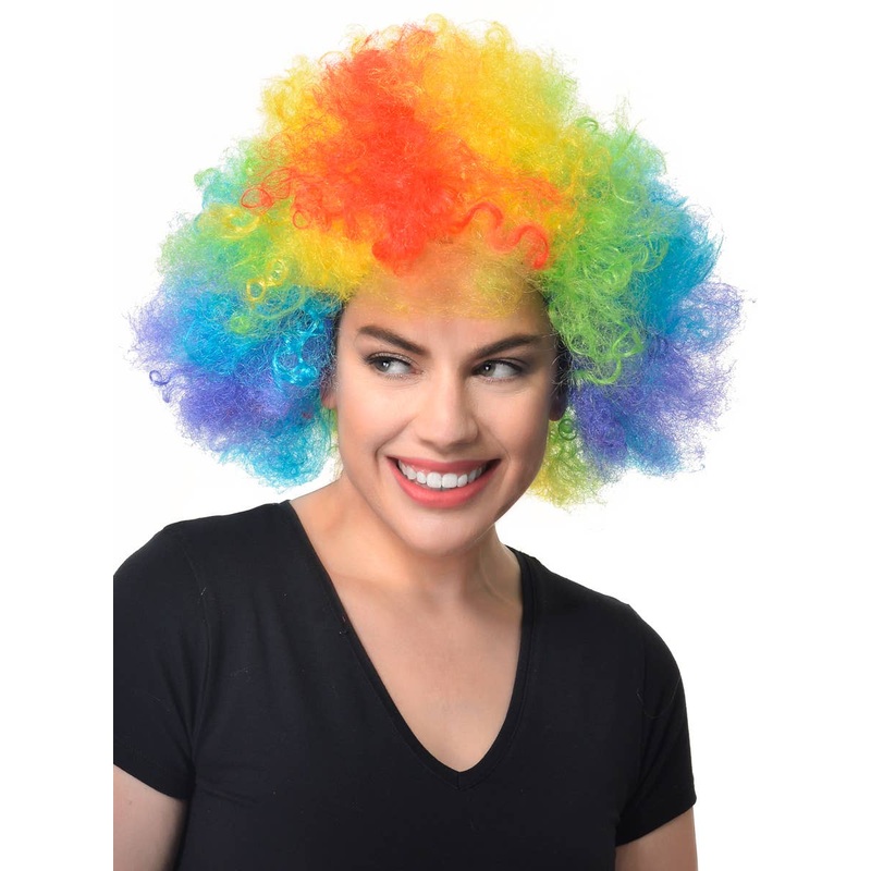 Deluxe Rainbow Afro Unisex Adults Clown Costume Wig