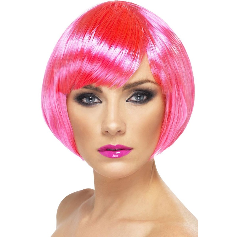 Glamour Babe Short Neon Pink Bob Wig