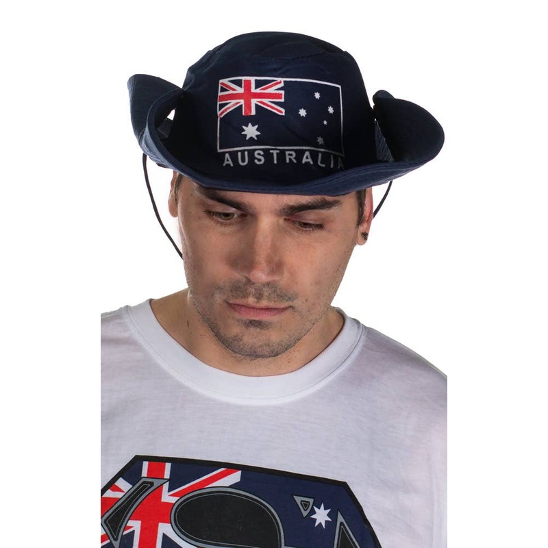 Navy Blue Wide Brim Novelty Australian Flag Hat