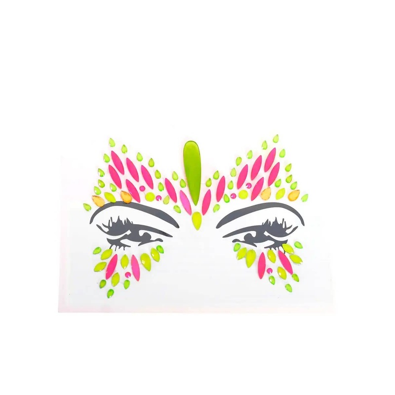 Stick-On UV Reactive Neon Multi Colour Face Jewels