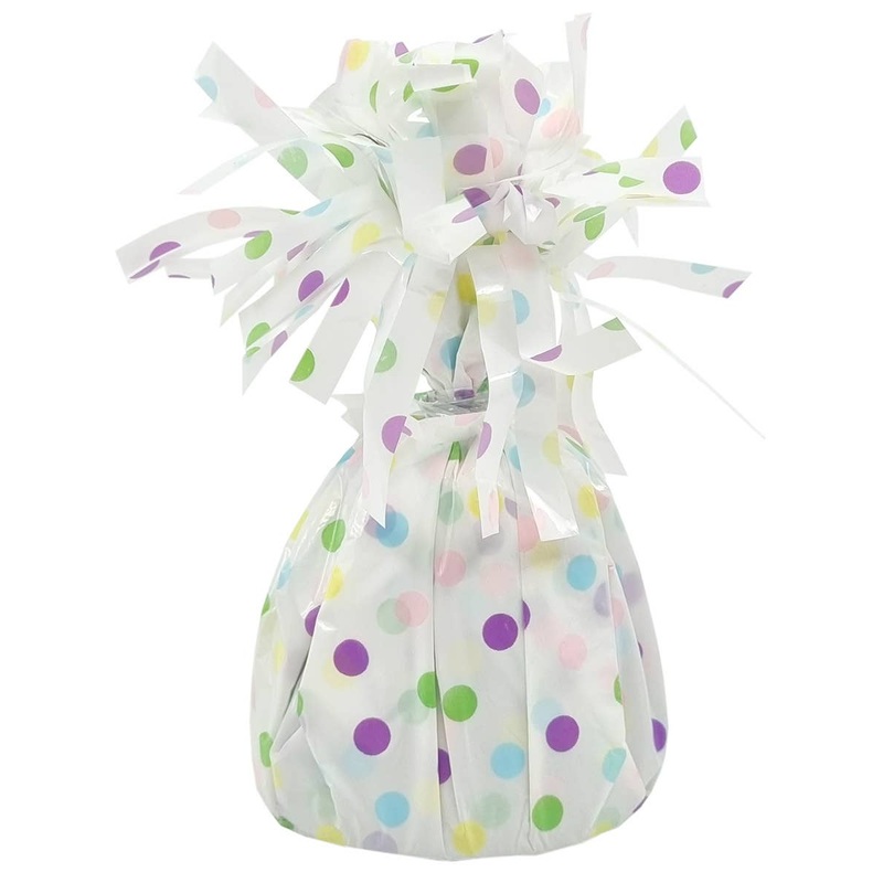 White and Multicolour Polka Dot 12cm Balloon Weight