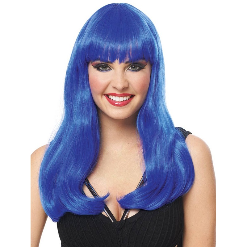 Dark Blue Long Deluxe Mistress Womens Costume Wig