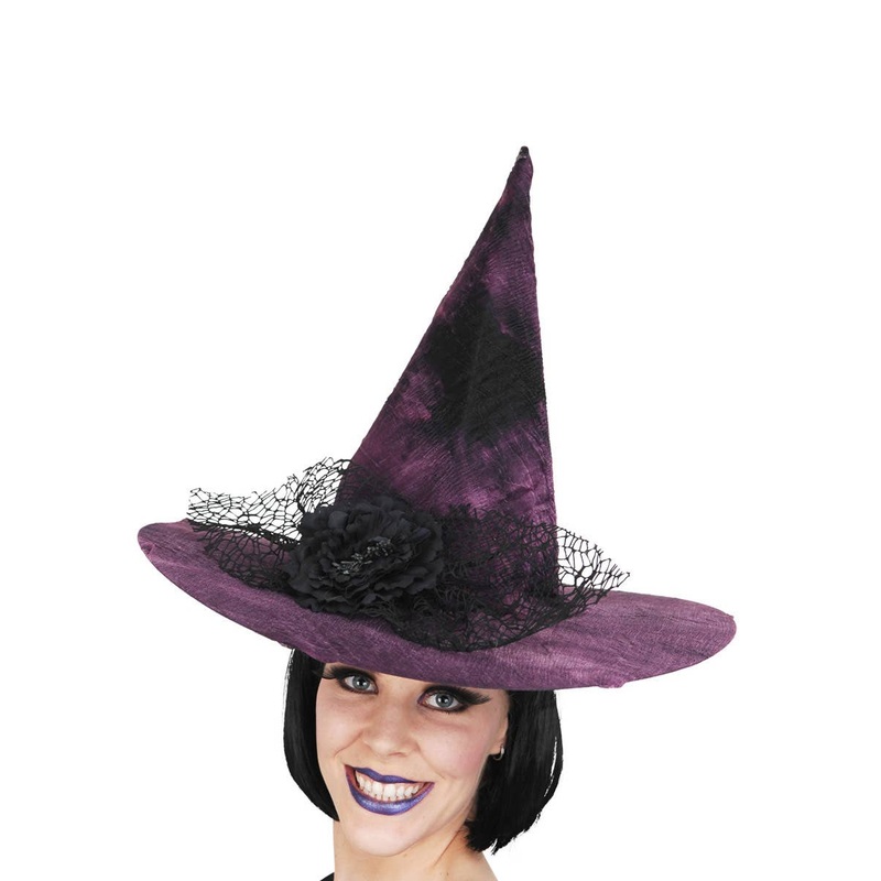 Mottled Purple and Black Witch Costume Hat