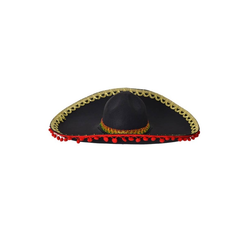 Classic Black Mexican Sombrero Costume Hat