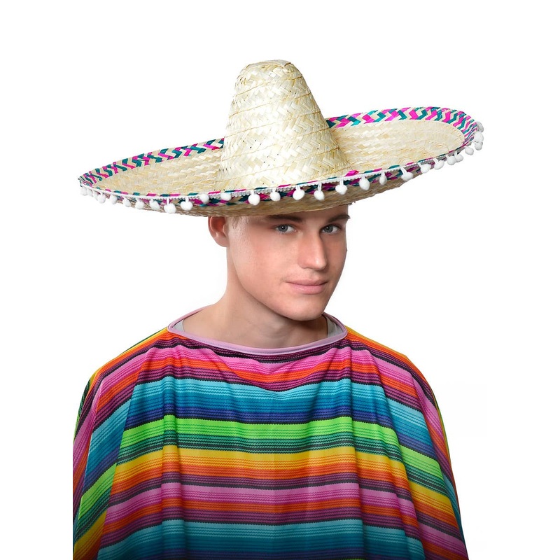 Mexican Adults Light Straw Sombrero Costume Hat