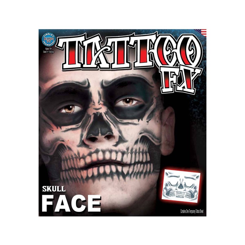 Mexican Skull Mens Temporary Tattoo Makeup