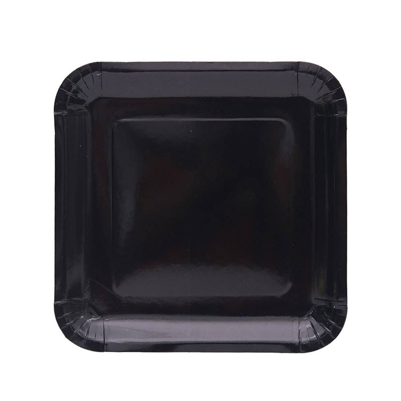 Midnight Black 20 Pack 23cm Square Paper Plates