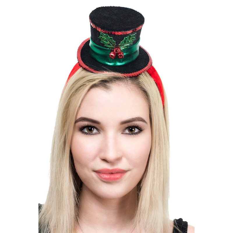 Mini Black Christmas Top Hat on Headband