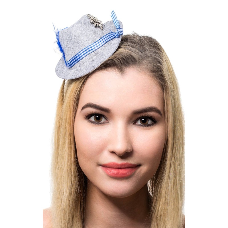 Mini Grey Bavarian Oktoberfest Hat with Clips