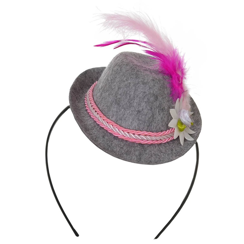 Mini Pink and Grey Oktoberfest Hat on Headband