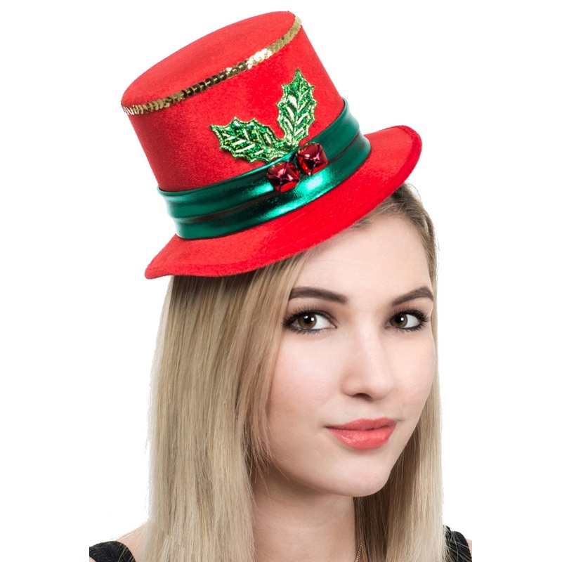 Mini Red Christmas Top Hat on Headband