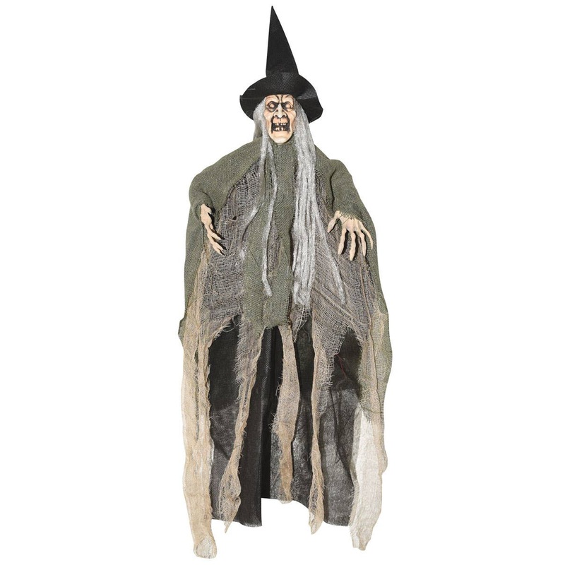 Tattered Green Mini Hanging Witch Halloween Decoration