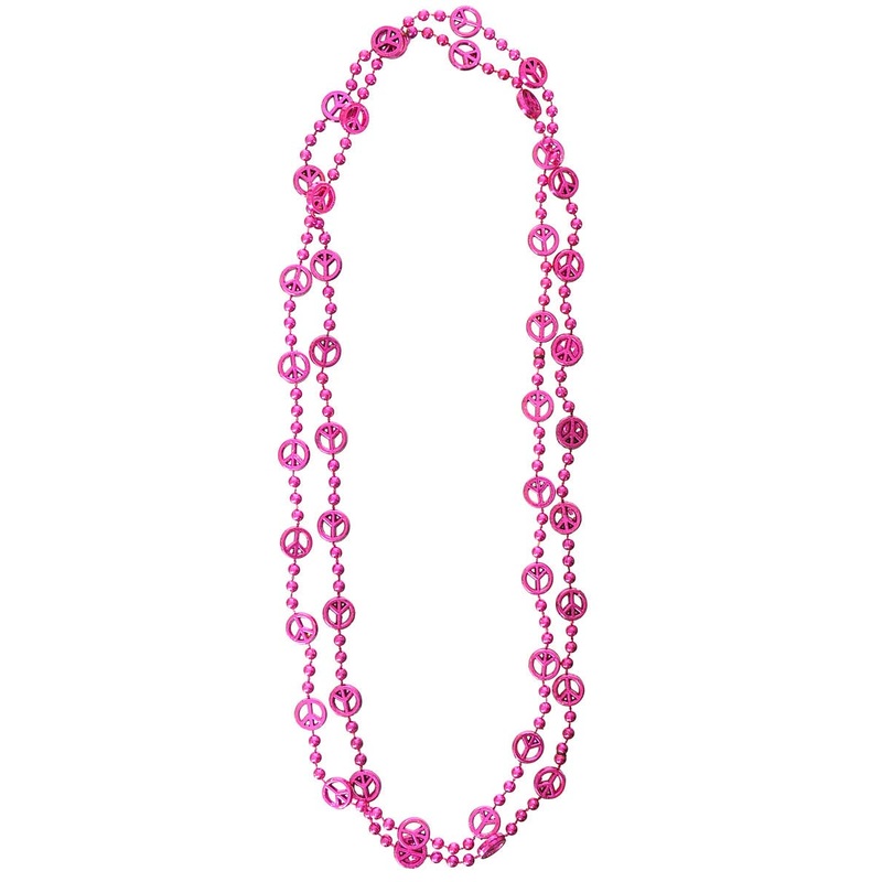 Beaded Metallic Magenta Peace Sign Costume Necklaces